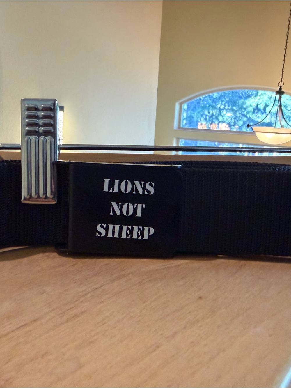 Black "LIONS NOT SHEEP" Tactical Web Belt with Statement Buckle